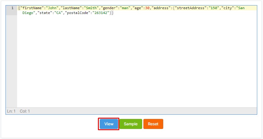 JSON Viewer button